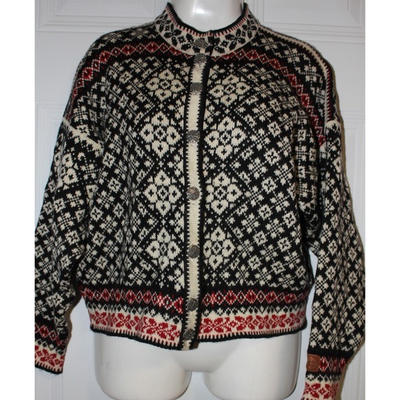 Vintage Selbu Norwegian Wool Cardigan Fair Isle Nordic Heritage Sweater SZ Small - Picture 10 of 14